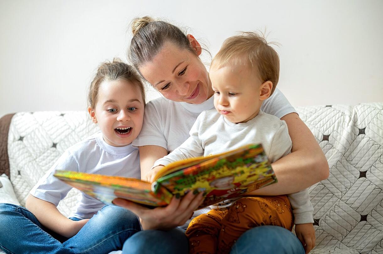 Mom reading for her kids